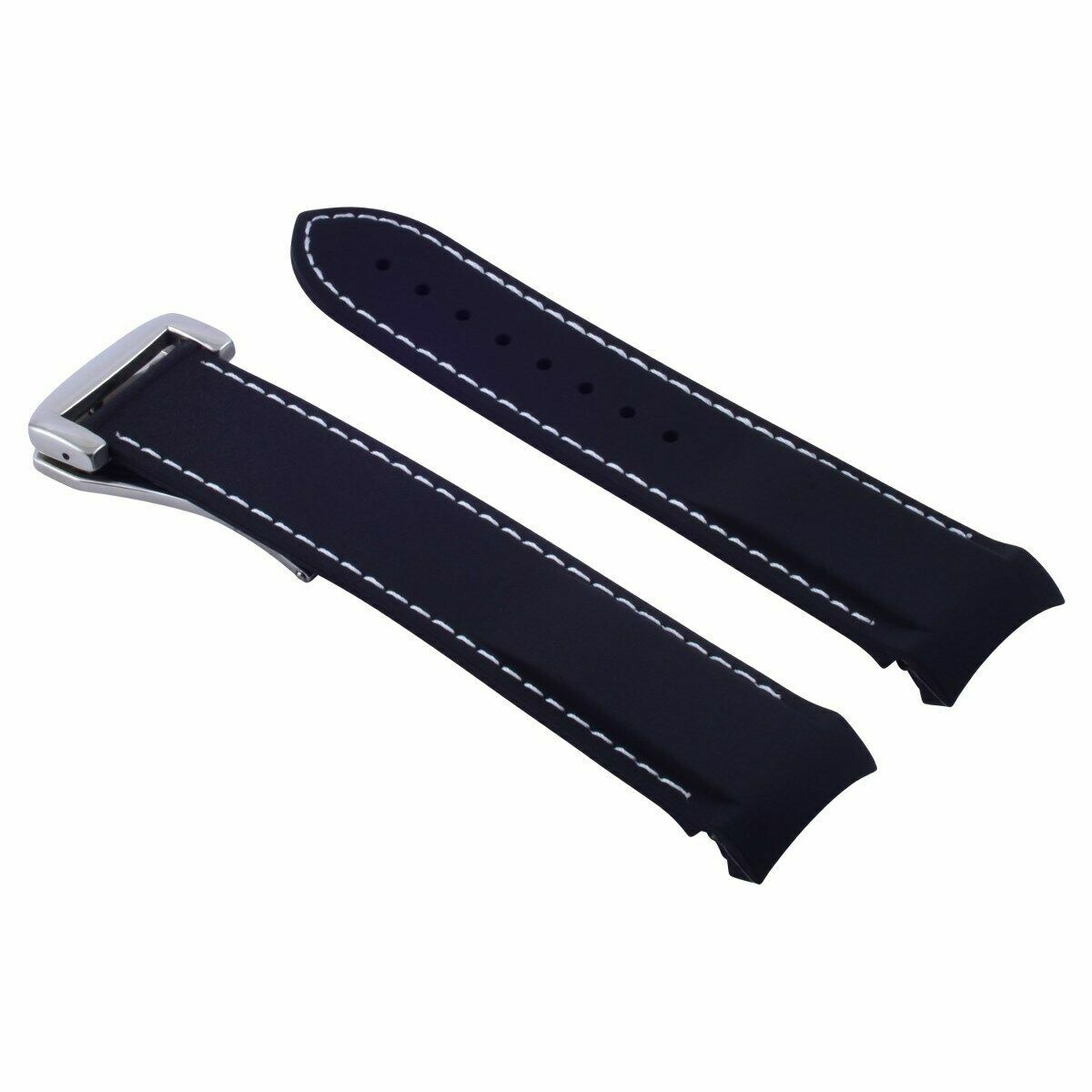 22MM RUBBER WATCH BAND STRAP FOR 45.5MM OMEGA SEAMASTER PLANET OCEAN BLACK WS