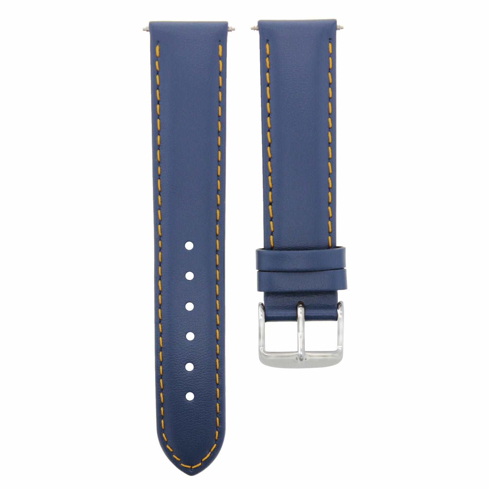 20MM SMOOTH LEATHER WATCH STRAP BAND FOR MOVADO MUSEUM WATCH BLUE ORANGE STITCH