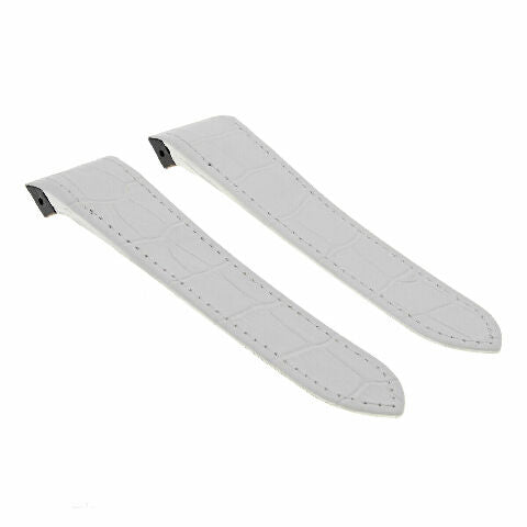 23MM LEATHER BAND ALLIGATOR GRAIN STRAP FOR 38MM CARTIER SANTOS 100 XL WHITE