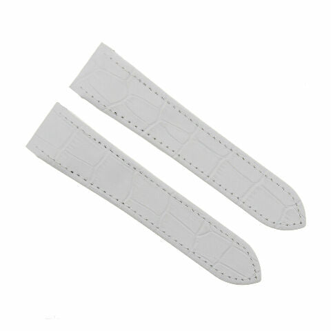 23MM LEATHER BAND ALLIGATOR GRAIN STRAP FOR 38MM CARTIER SANTOS 100 XL WHITE