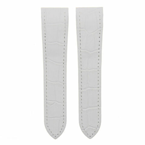 23MM LEATHER BAND ALLIGATOR GRAIN STRAP FOR 38MM CARTIER SANTOS 100 XL WHITE