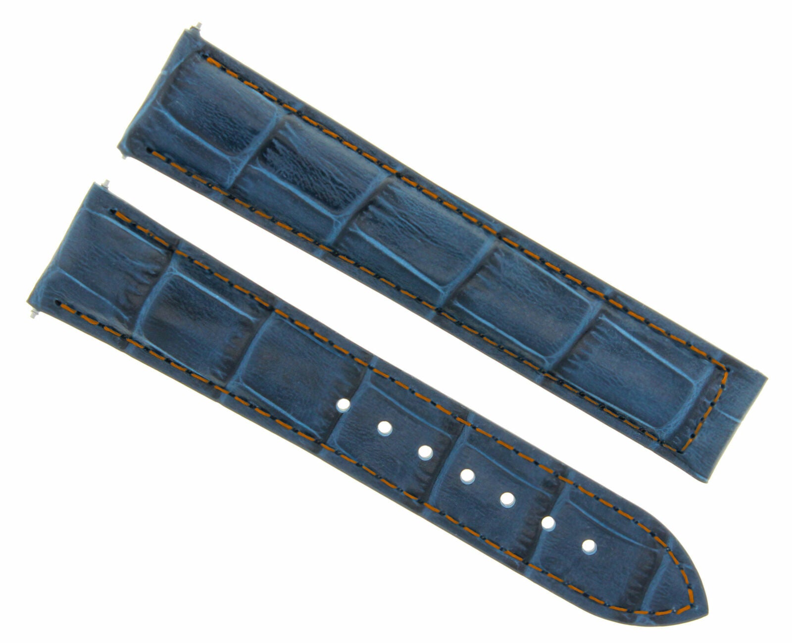 22MM LEATHER STRAP BAND FOR 45.5MM OMEGA SEAMASTER PLANET OCEAN BLUE ORANGE STIT