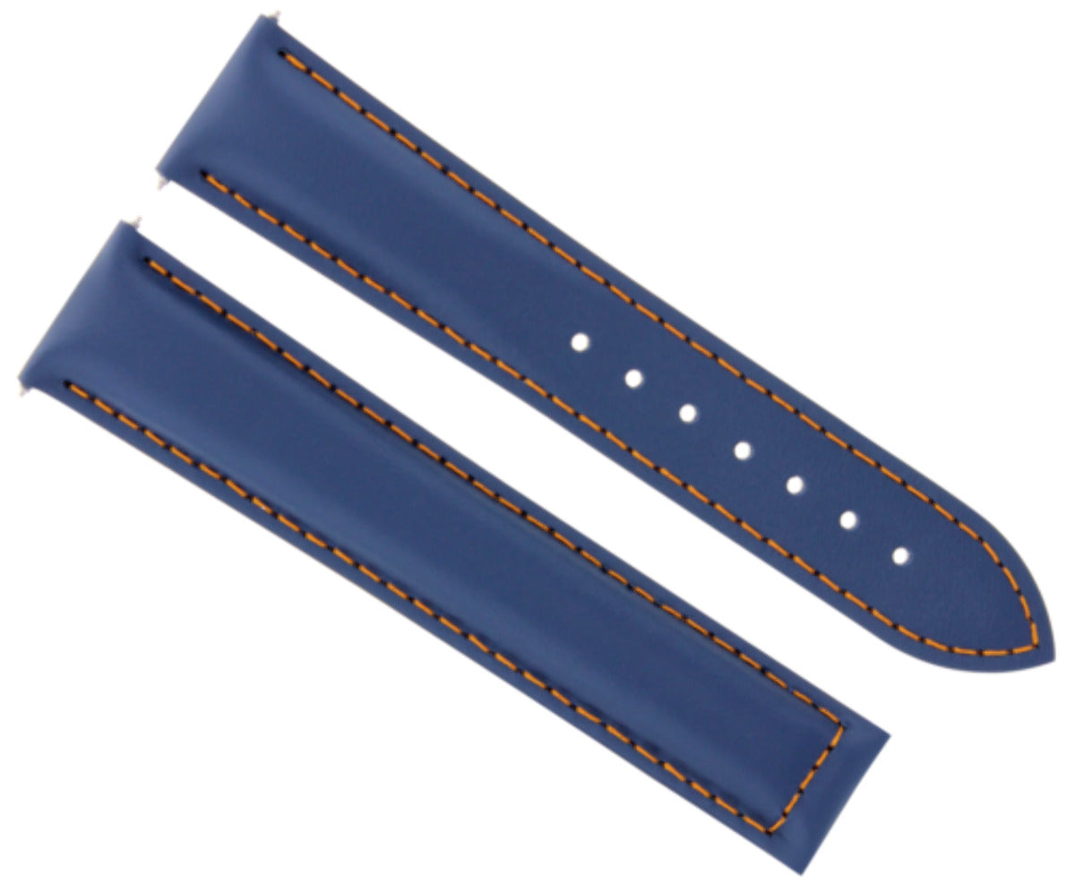 20MM LEATHER WATCH STRAP SMOOTH BAND CLASP FOR OMEGA SEAMASTER PLANET BLUE OS