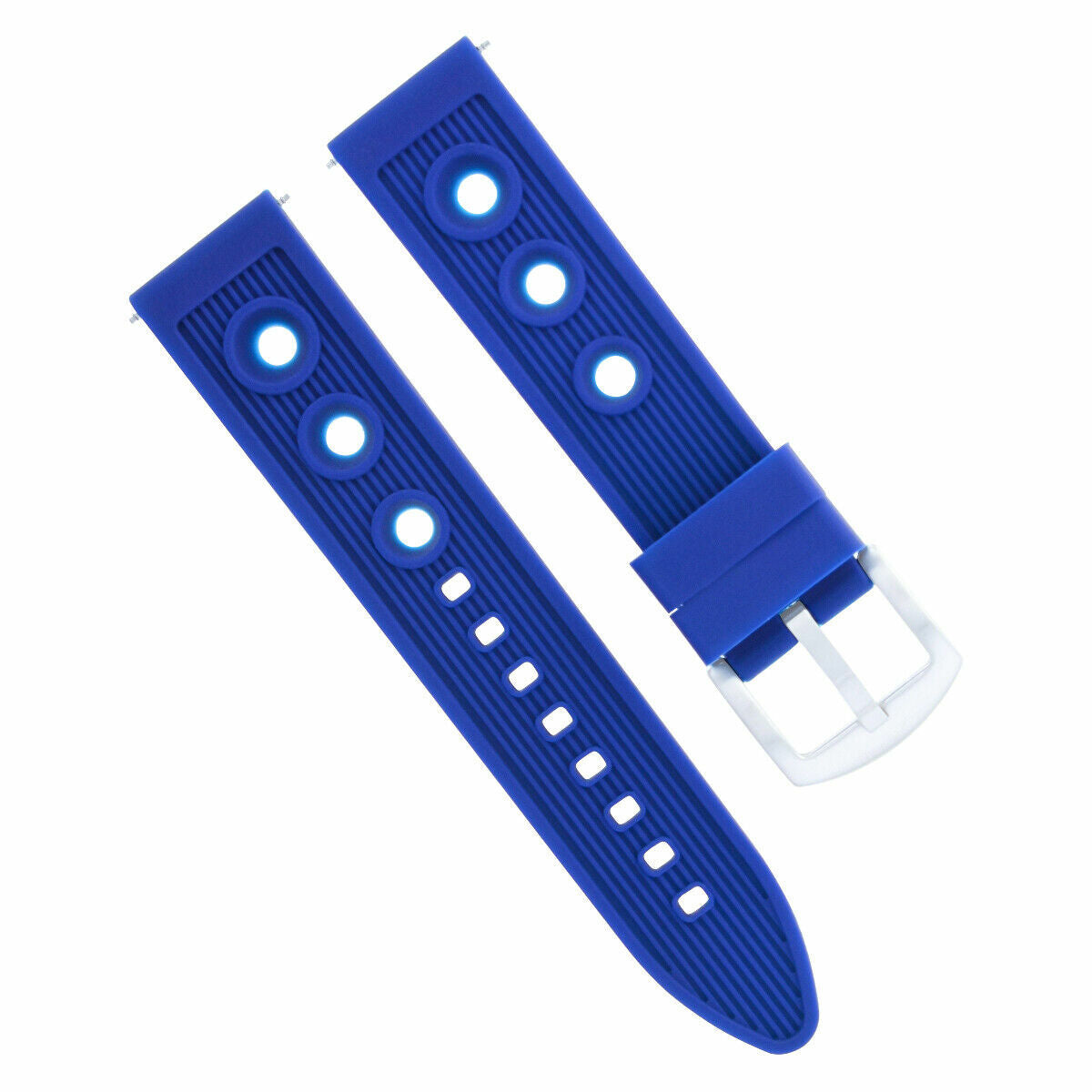 22MM RUBBER DIVER WATCH BAND STRAP FOR U-BOAT FLIGHTDECK 7095 WATCH BLUE