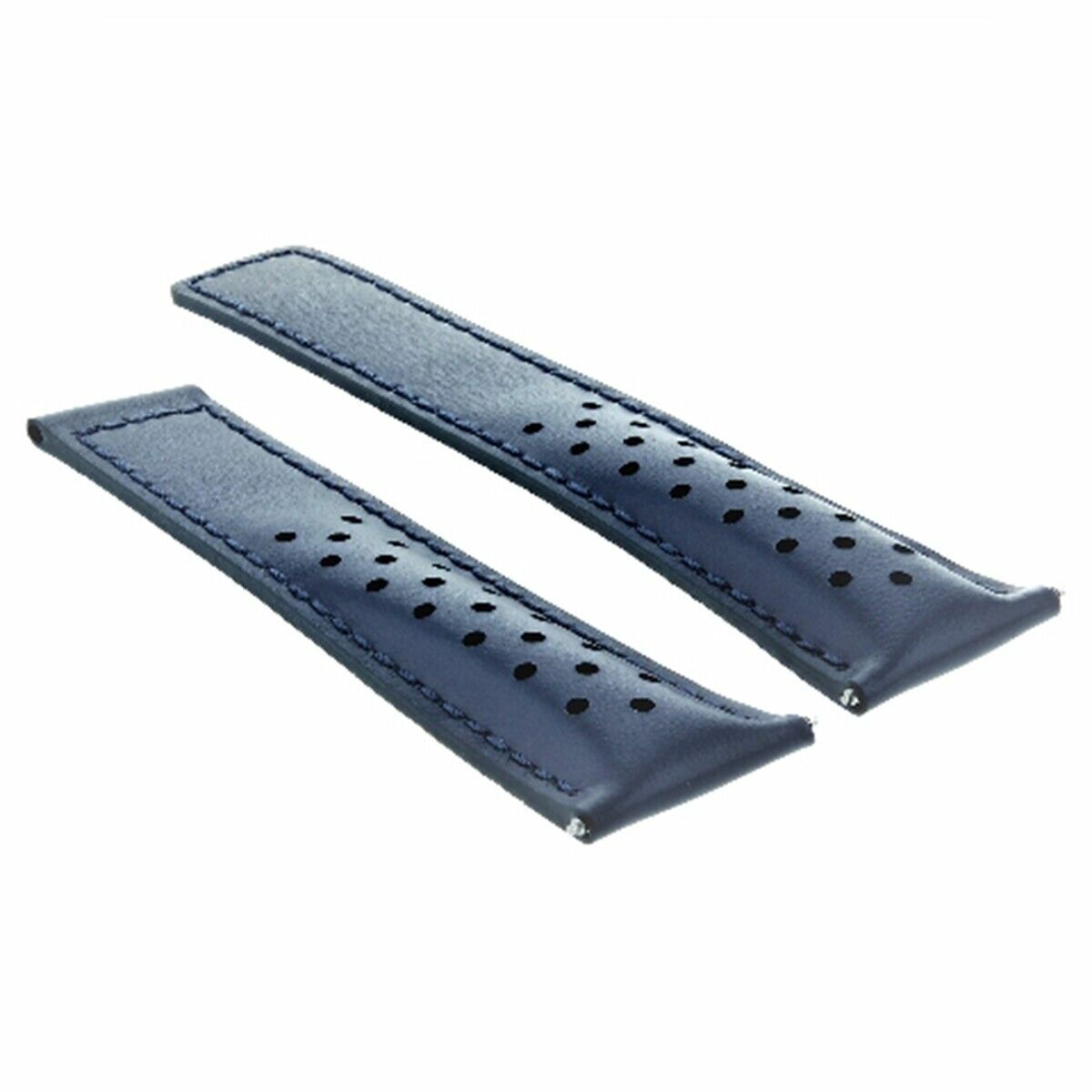 LEATHER BAND STRAP 22MM DEPLOYMENT CLASP FOR TAG HEUER MONACO BLUE PERFORATED