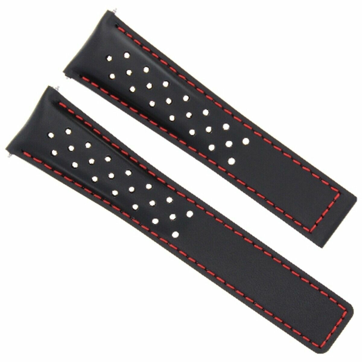 22MM LEATHER WATCH BAND STRAP FOR TAG HEUER CARRERA CALIBER 12 OR 36 BLACK RED S