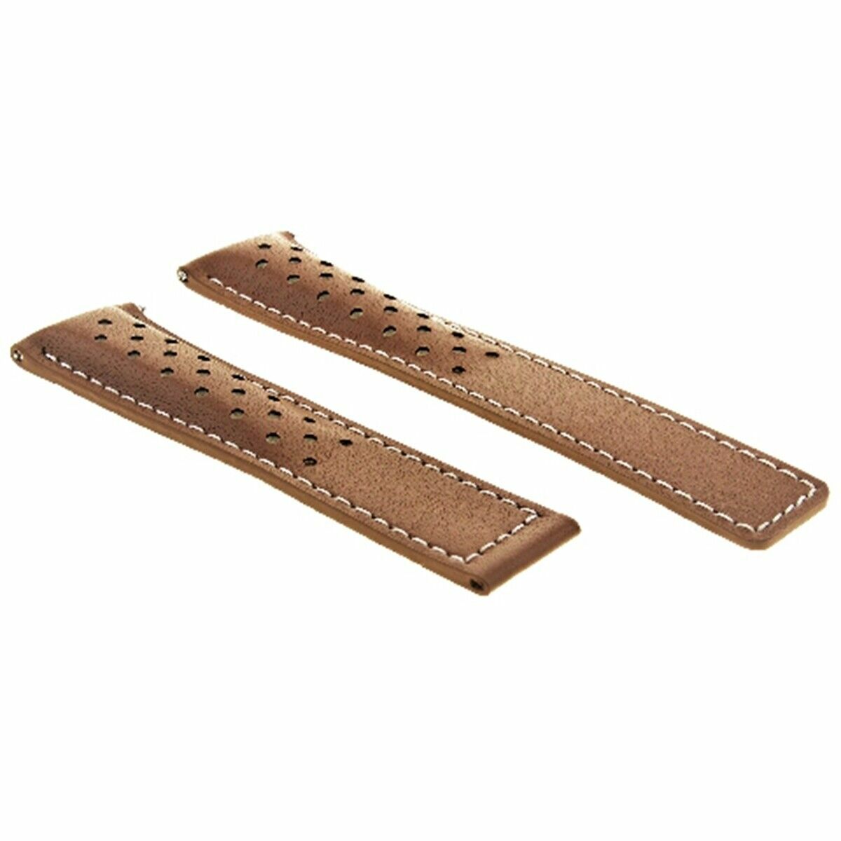 LEATHER WATCH BAND STRAP CLASP 22MM FOR TAG HEUER MONACO CARRERA PERFORAT TAN WS