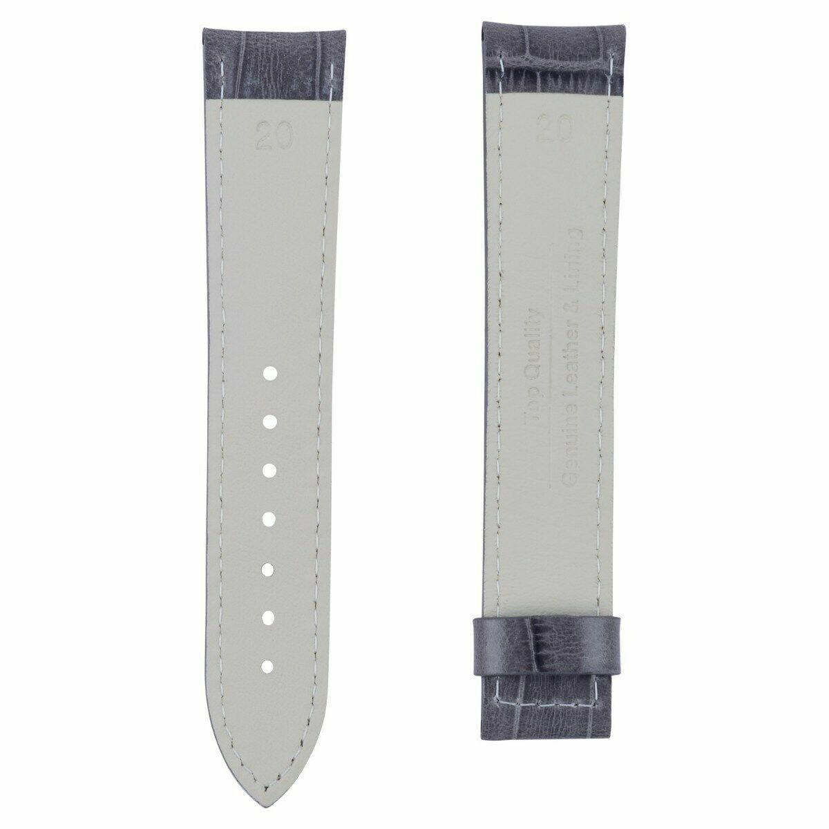 20MM LEATHER BAND STRAP DEPLOYMENT BUCKLE CLASP FOR OMEGA SEAMASTER GREY WS