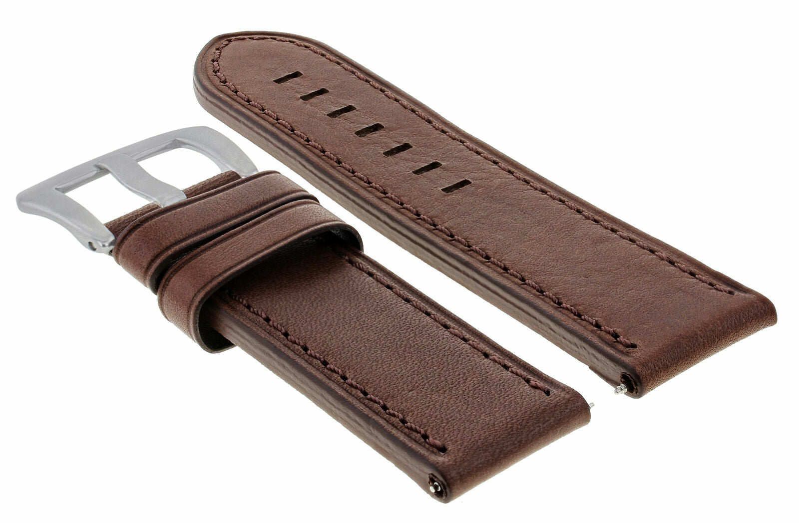 24MM LEATHER WATCH BAND STRAP FOR ANONIMO NAUTILO AUTOMATIC WATCH DARK BROWN