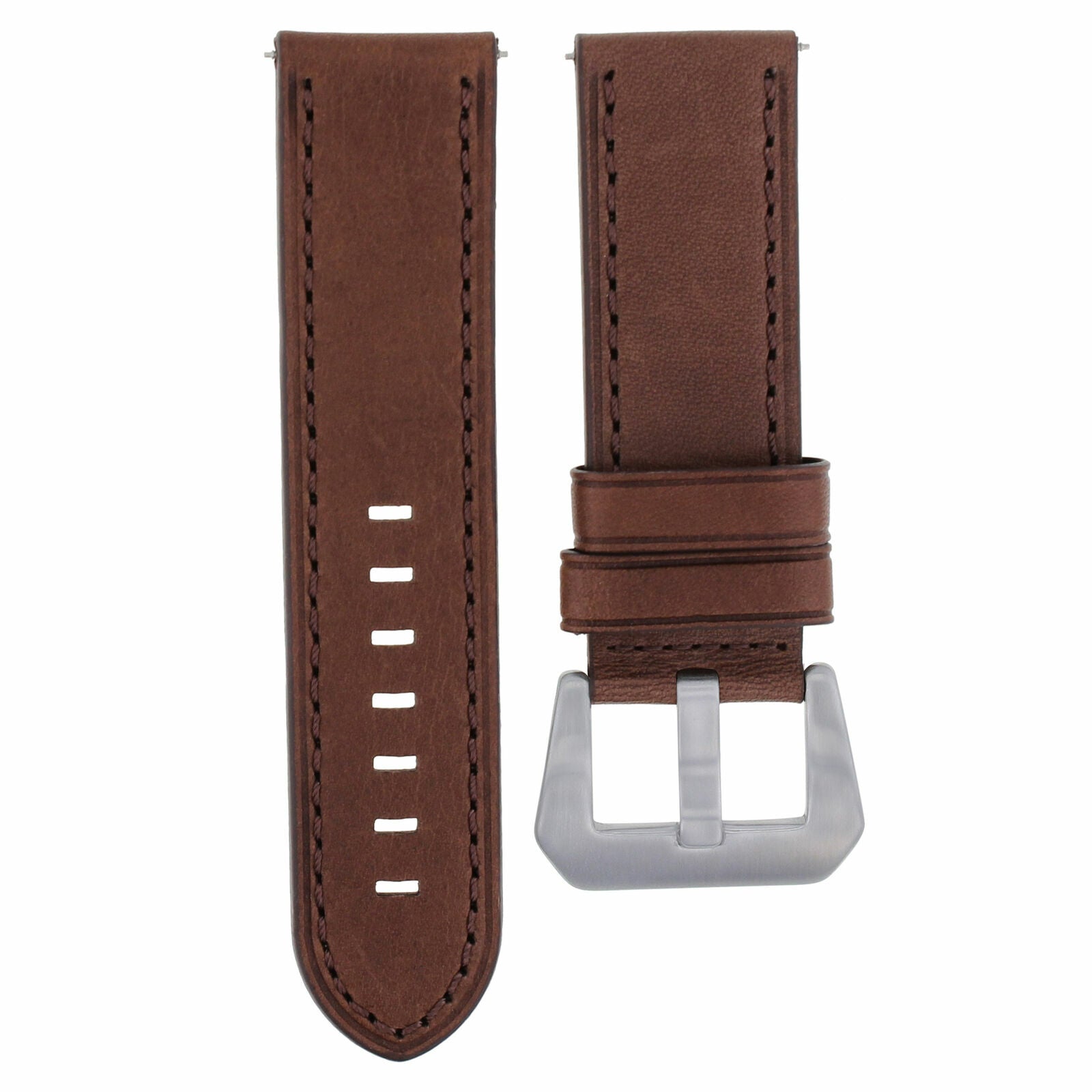 24MM LEATHER WATCH BAND STRAP FOR ANONIMO NAUTILO AUTOMATIC WATCH DARK BROWN