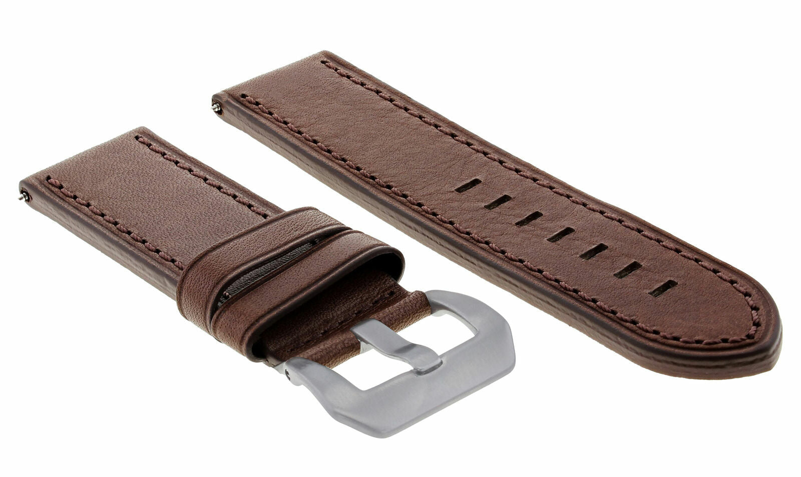 24MM LEATHER WATCH BAND STRAP FOR ANONIMO NAUTILO AUTOMATIC WATCH DARK BROWN