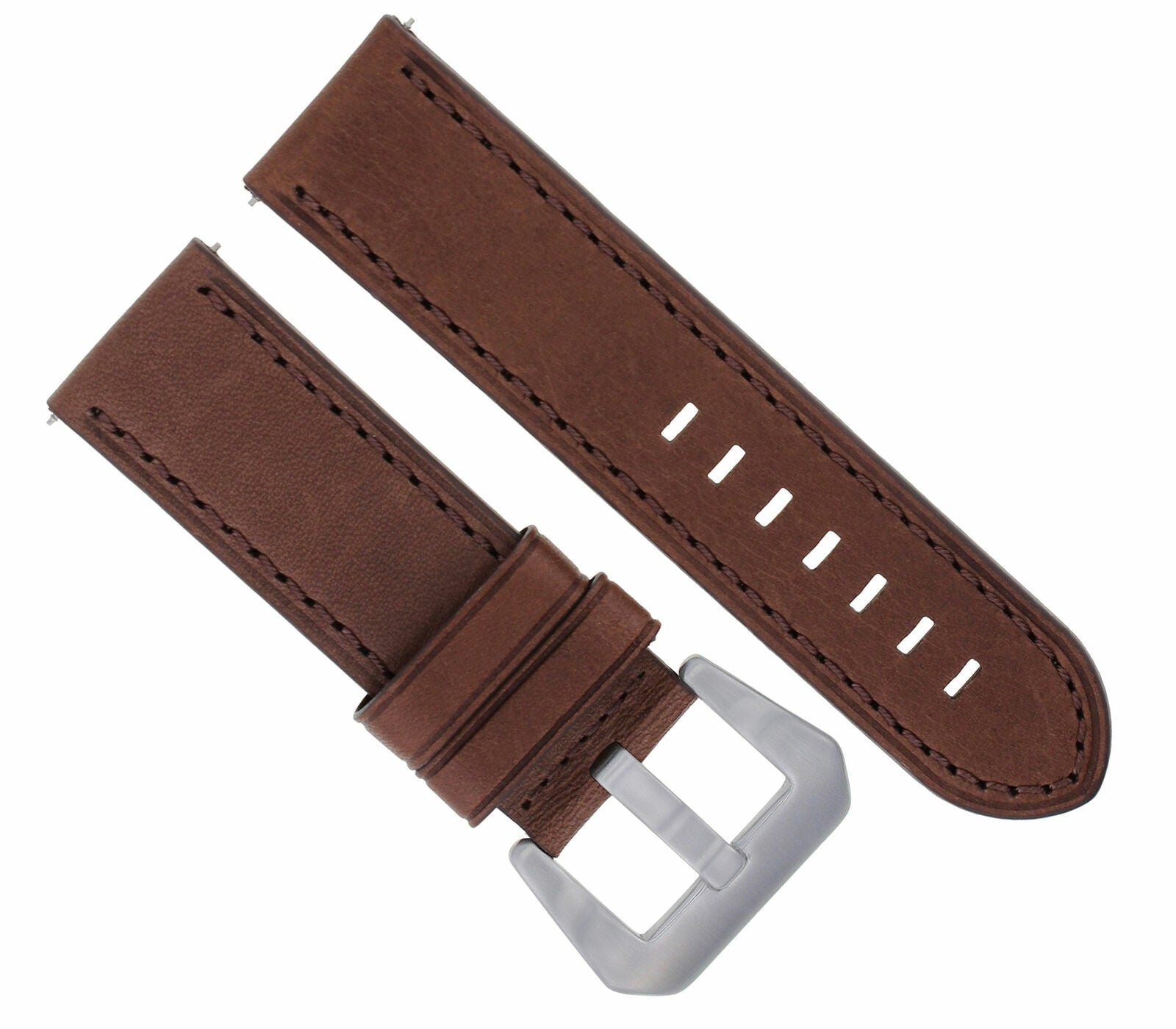 24MM LEATHER WATCH BAND STRAP FOR ANONIMO NAUTILO AUTOMATIC WATCH DARK BROWN