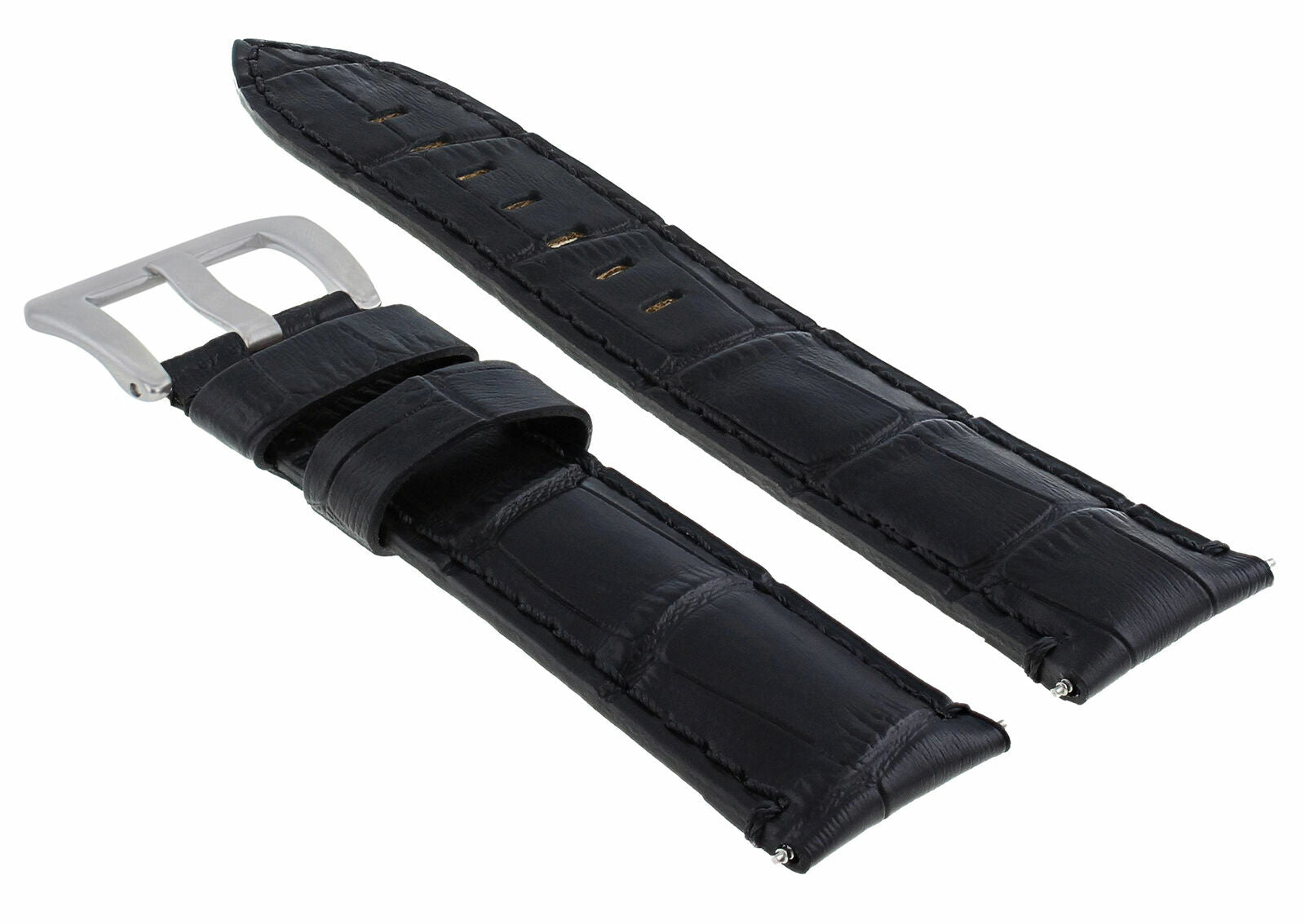 24MM GENUINE LEATHER WATCH BAND STRAP FOR ANONIMO MILITARE WATCH BLACK