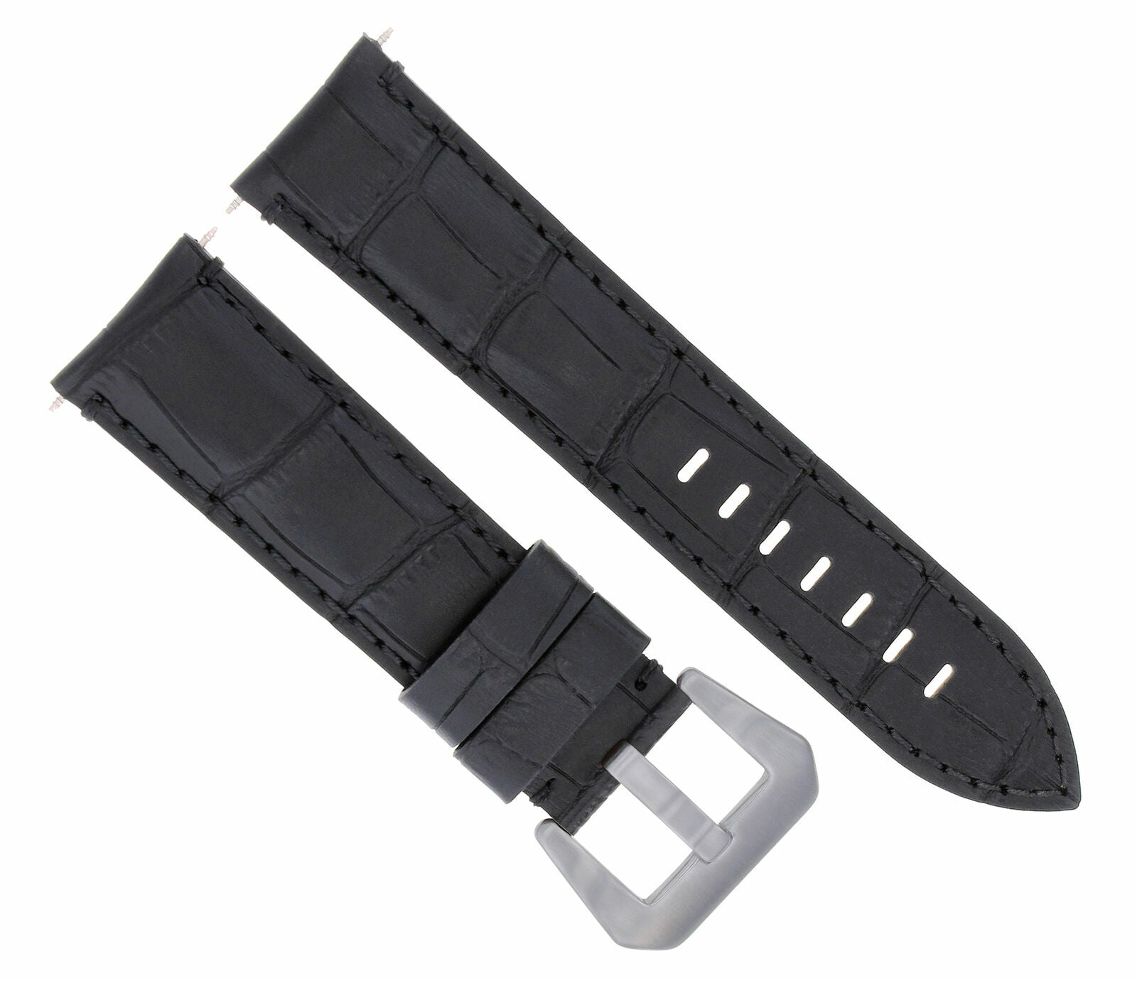 24MM GENUINE LEATHER WATCH BAND STRAP FOR ANONIMO MILITARE WATCH BLACK