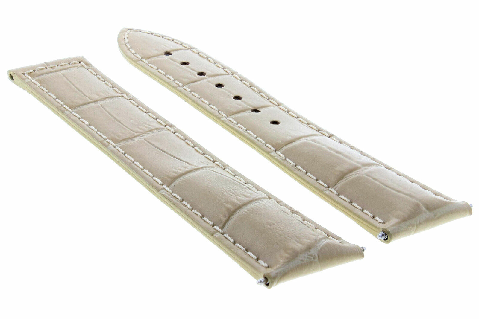 LEATHER STRAP BAND CLASP BUCKLE FOR 22MM OMEGA SEAMASTER PLANET OCEAN BEIGE