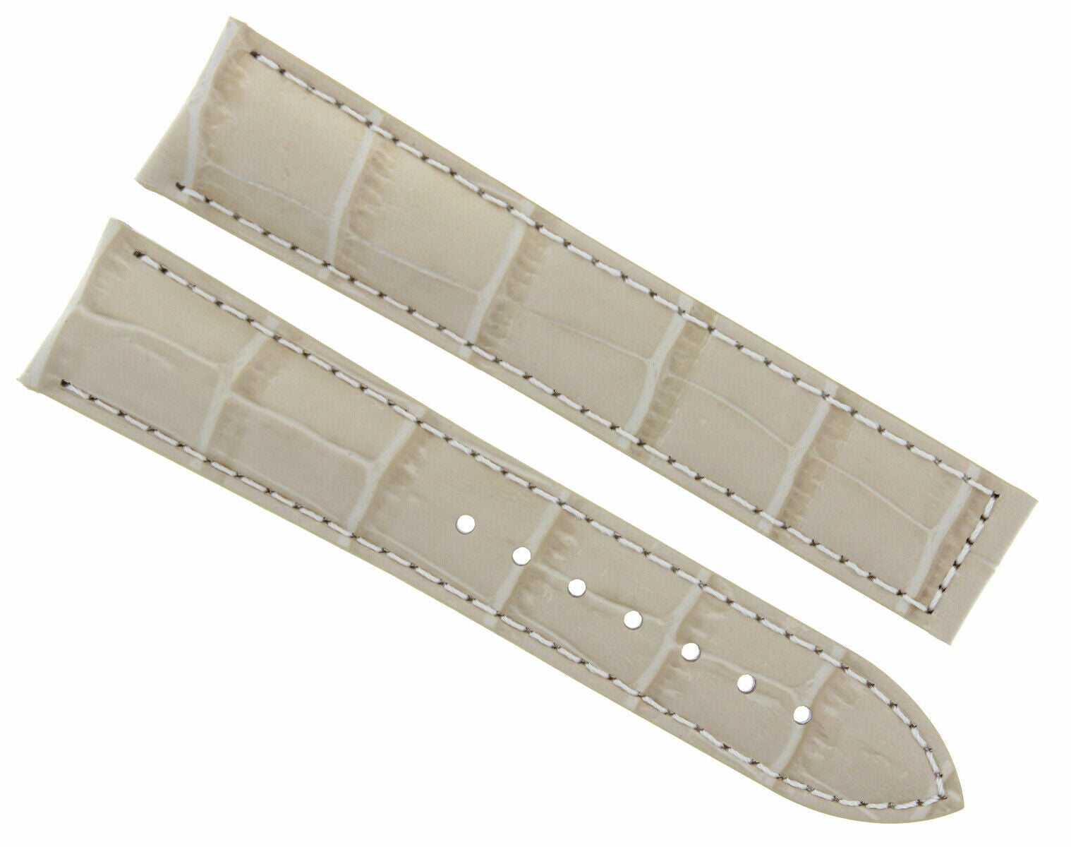 LEATHER STRAP BAND CLASP BUCKLE FOR 22MM OMEGA SEAMASTER PLANET OCEAN BEIGE