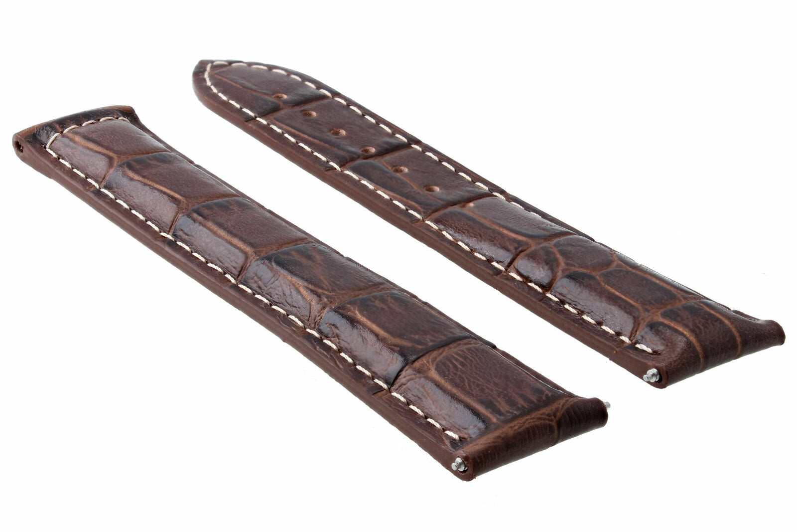 LEATHER WATCH BAND STRAP DEPLOYMENT FOR 22MM OMEGA SEAMASTER PLANET D/BROWN WS