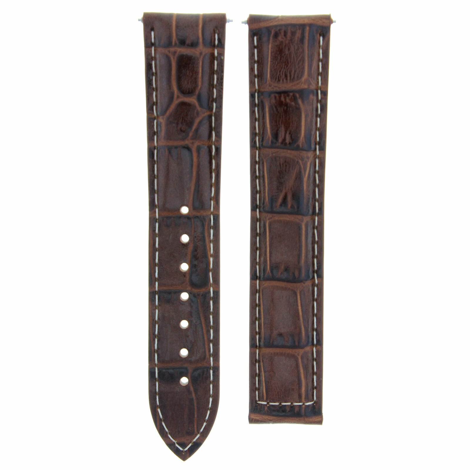 LEATHER WATCH BAND STRAP DEPLOYMENT FOR 22MM OMEGA SEAMASTER PLANET D/BROWN WS