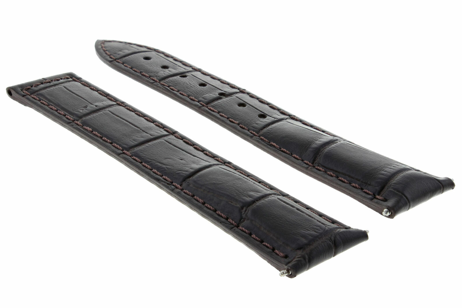 22MM LEATHER STRAP WATCH BAND CLASP FOR OMEGA SEAMASTER PLANET OCEAN DARK BROWN