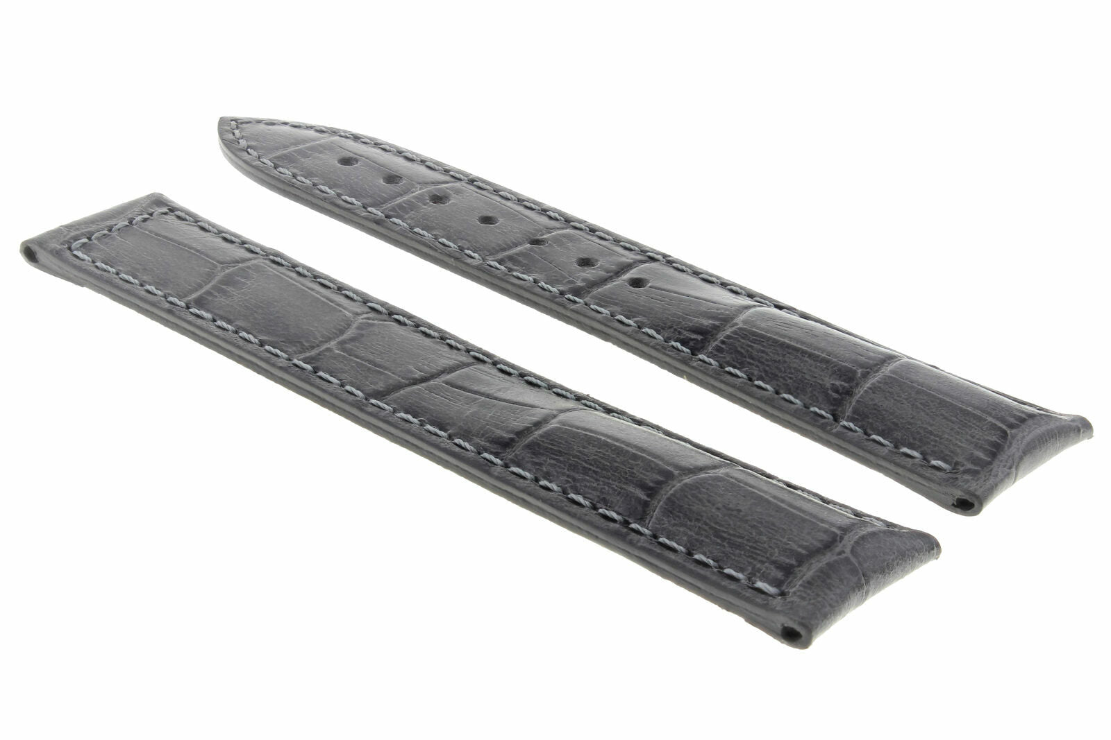 22MM LEATHER STRAP WATCH BAND FOR 45MM OMEGA SEAMASTER DEPLOYMENT CLASP GREY