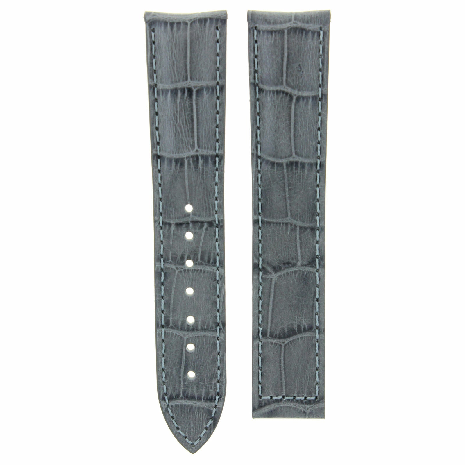 22MM LEATHER STRAP WATCH BAND FOR 45MM OMEGA SEAMASTER DEPLOYMENT CLASP GREY