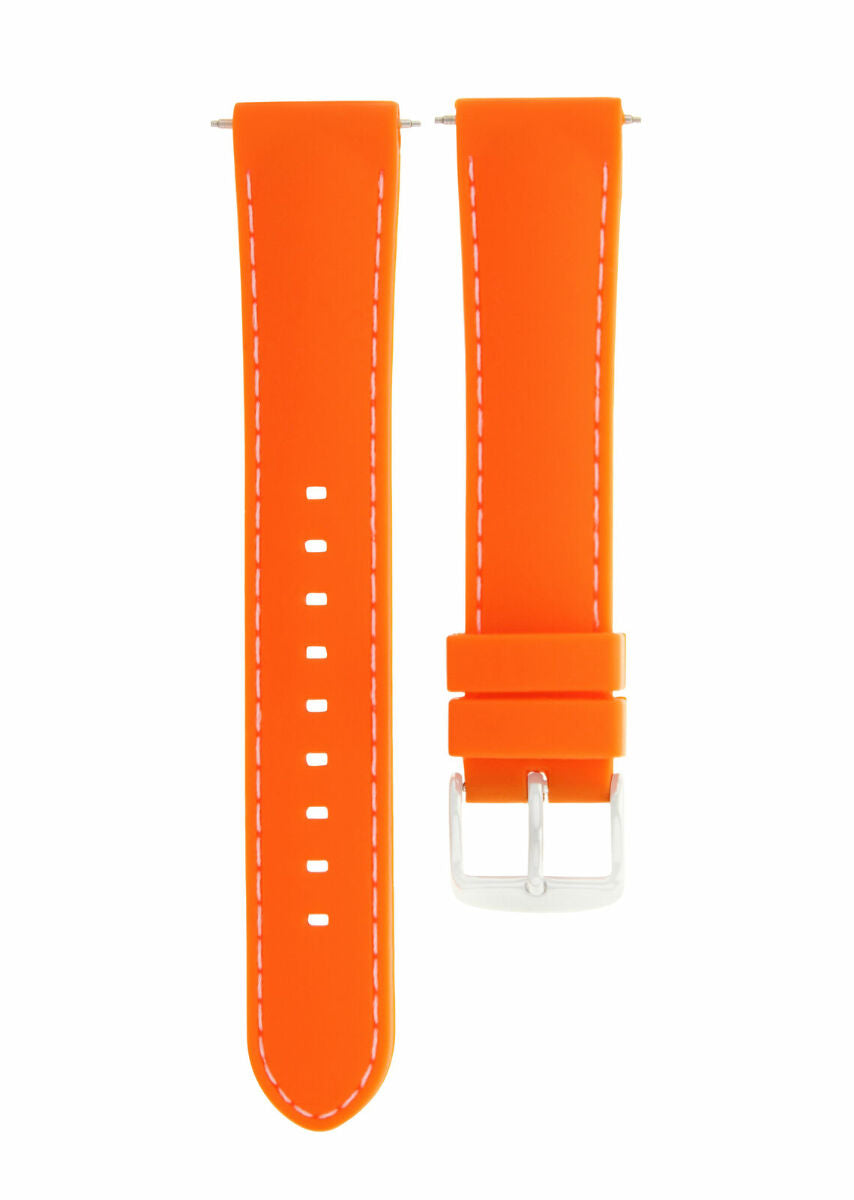 20MM RUBBER DIVER BAND STRAP FOR CITIZEN ECO DRIVE WATCH ORANGE WHITE STITCH