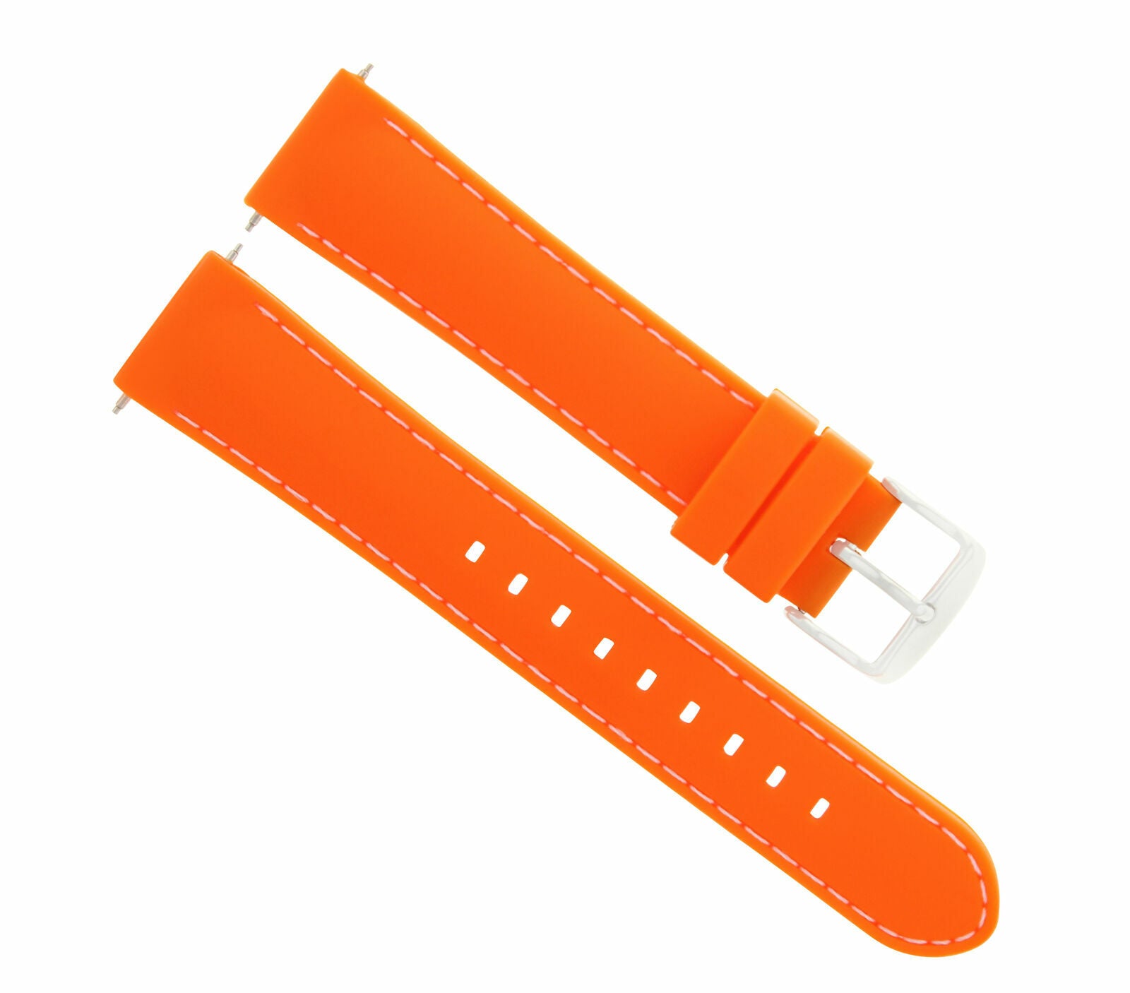 20MM RUBBER DIVER BAND STRAP FOR CITIZEN ECO DRIVE WATCH ORANGE WHITE STITCH