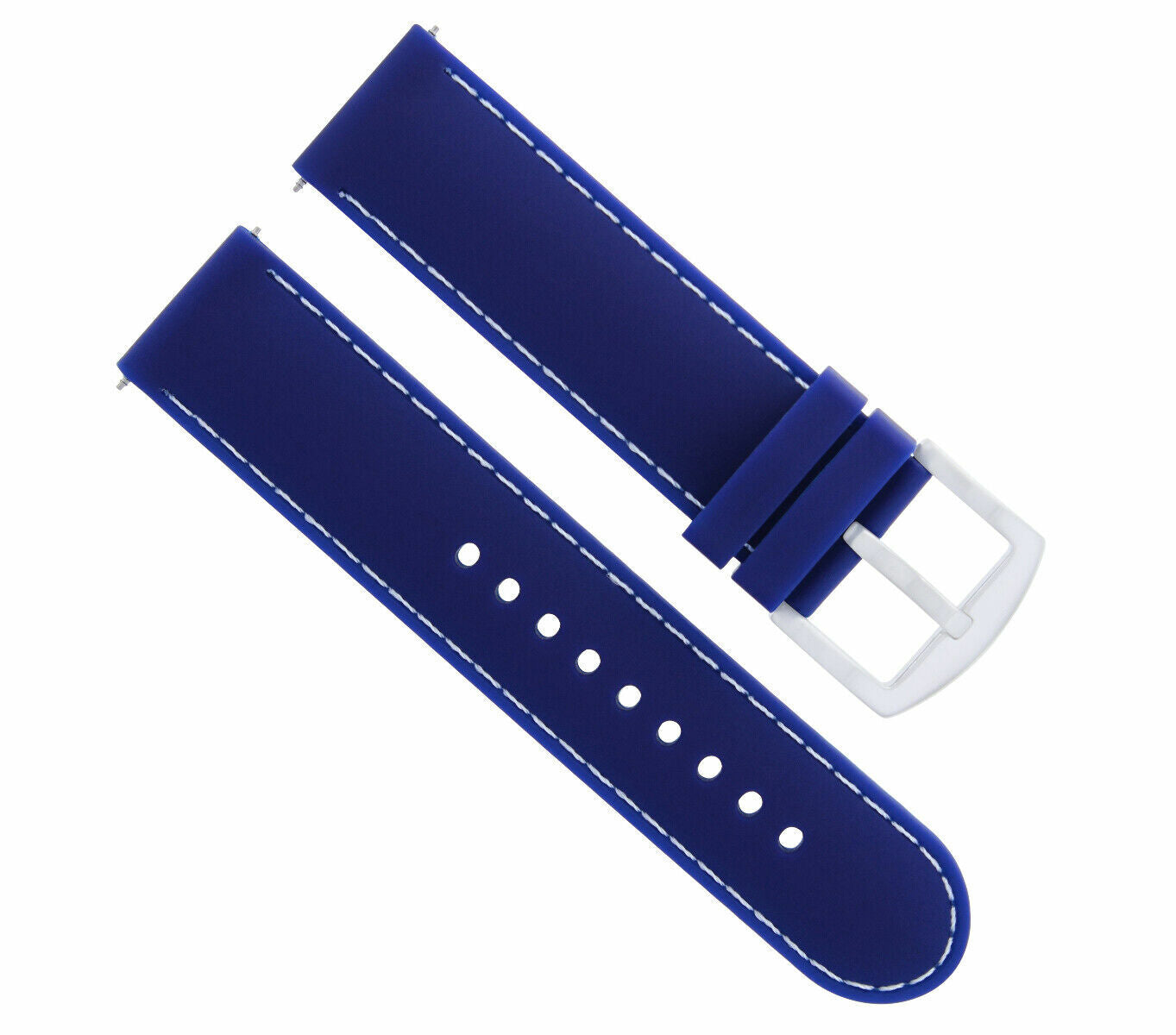 22MM SOFT RUBBER DIVER BAND STRAP FOR FOSSIL WATCH BLUE WHITE STITCH TOP QUALITY