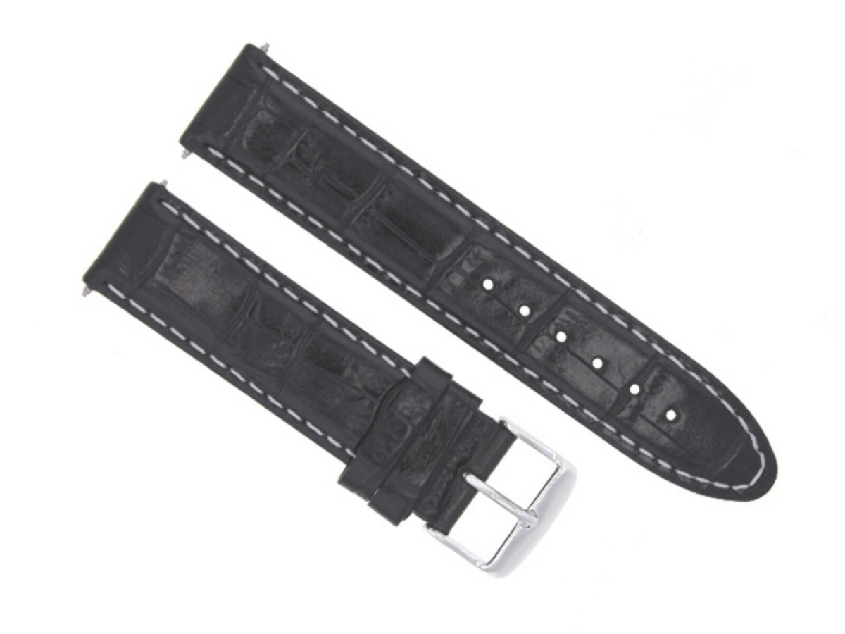 18MM GENUINE LEATHER WATCH STRAP BAND FOR INVICTA WATCH DIVER RUSSIAN BLACK WS