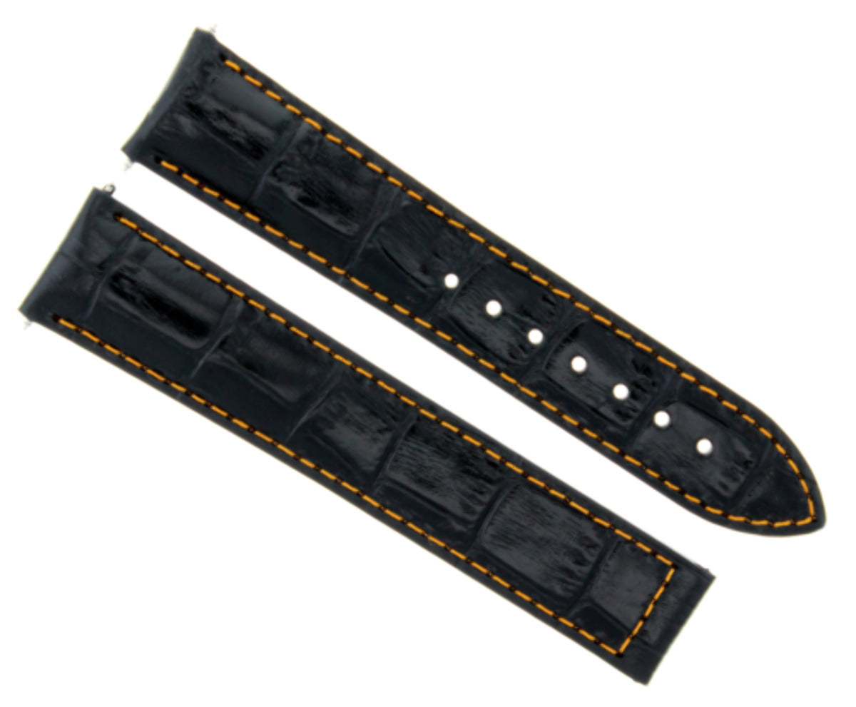 20MM LEATHER STRAP WATCH BAND FOR OMEGA SPEEDMASTER MOON WATCH BLACK ORANGE STIT
