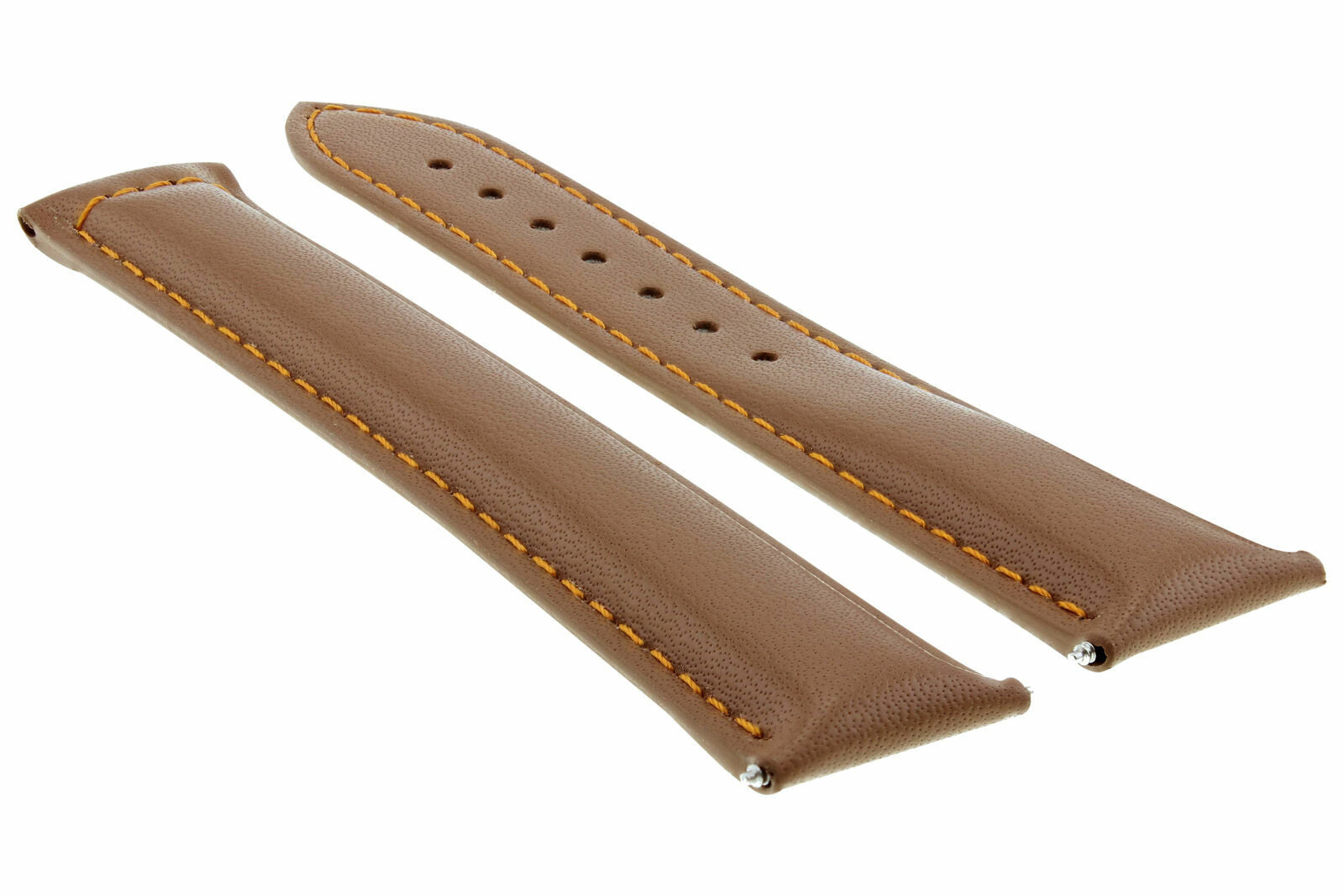 20MM LEATHER STRAP BAND DEPLOYMENT CLASP FOR 42MM OMEGA PLANET OCEAN TAN ORANGE