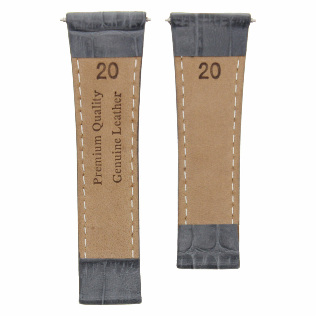 20MM REPLACEMENT LEATHER WATCH BAND STRAP FOR ROLEX SUBMARINER GMT DATEJUST, Gray (Regular), front view