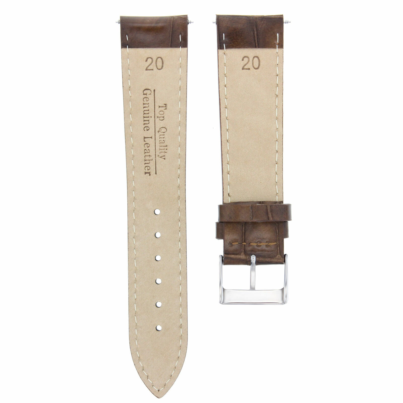 20MM LEATHER STRAP BAND FOR GIRARD PERREGAUX WATCH LIGHT BROWN