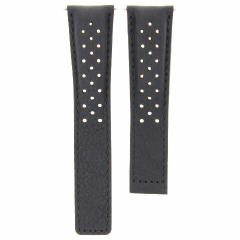 LEATHER STRAP WATCH BAND 20MM FOR TAG HEUER CARRERA 1887 BLACK FIT CLASP FC5048