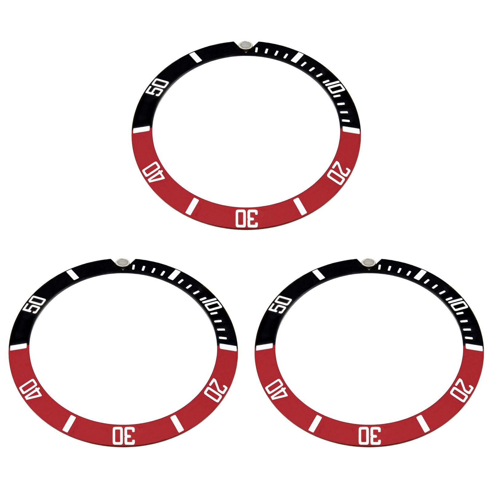 3 BEZEL INSERT FOR ROLEX SUBMARINER RED/BLACK 16800 16610 16618 16808 16818