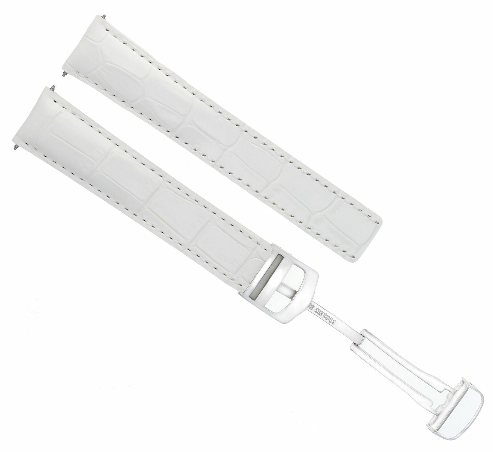 20MM LEATHER WATCH BAND STRAP DEPLOYMENT FOR CARTIER TANK FRANCAISE WATCH WHITE
