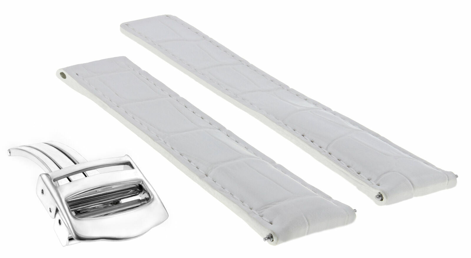 20MM LEATHER WATCH BAND STRAP DEPLOYMENT FOR CARTIER TANK FRANCAISE WATCH WHITE