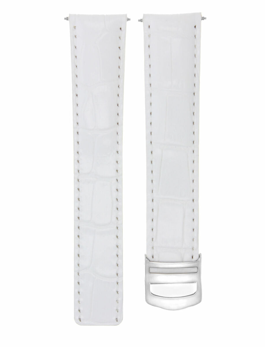 20MM LEATHER WATCH BAND STRAP DEPLOYMENT FOR CARTIER TANK FRANCAISE WATCH WHITE