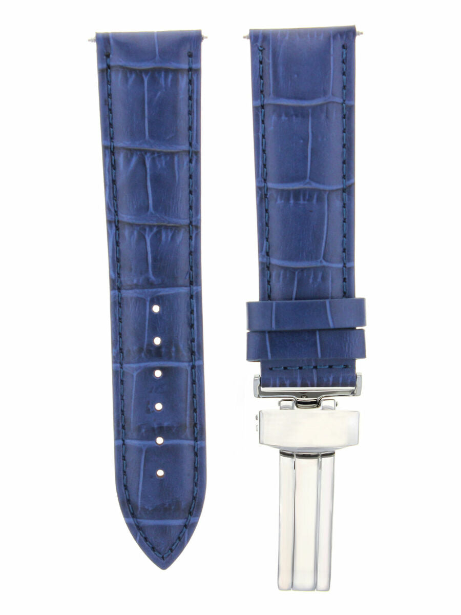 19MM LEATHER WATCH STRAP BAND DEPLOYMENT CLASP BRACELET GIRARD PERREGAUX BLUE