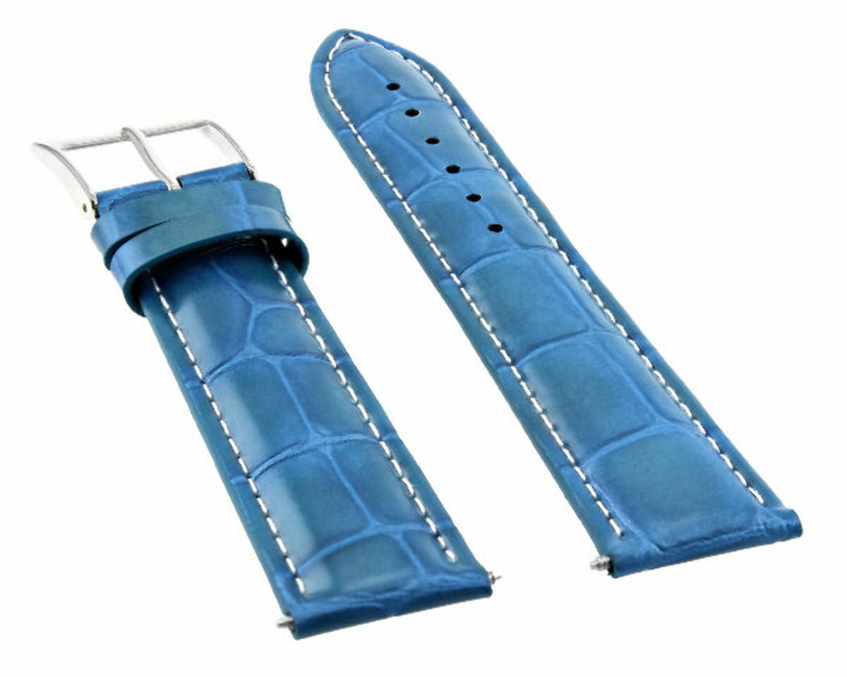 20MM GENUINE ITALY LEATHER WATCH BAND STRAP FOR BULOVA ACCUTRON WATCH LIGHT BLUE