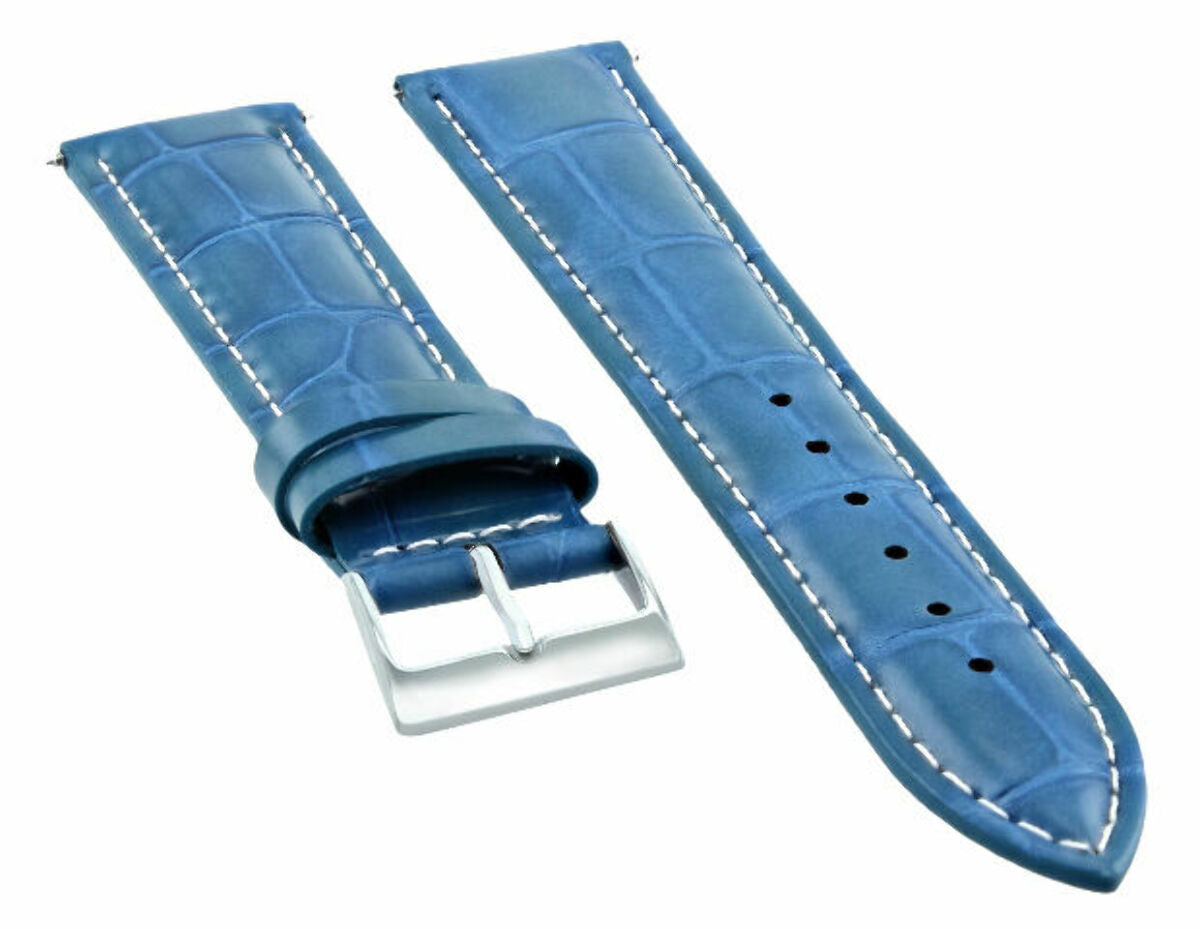 20MM GENUINE ITALY LEATHER WATCH BAND STRAP FOR BULOVA ACCUTRON WATCH LIGHT BLUE