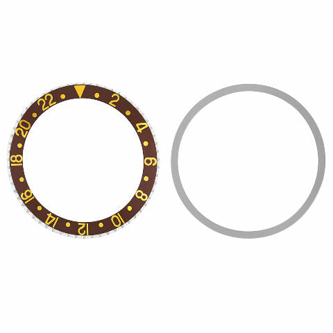 BEZEL & INSERT FOR OLDER ROLEX GMT 1670 1675 16750 16753 16558 BROWN GOLD FONTS