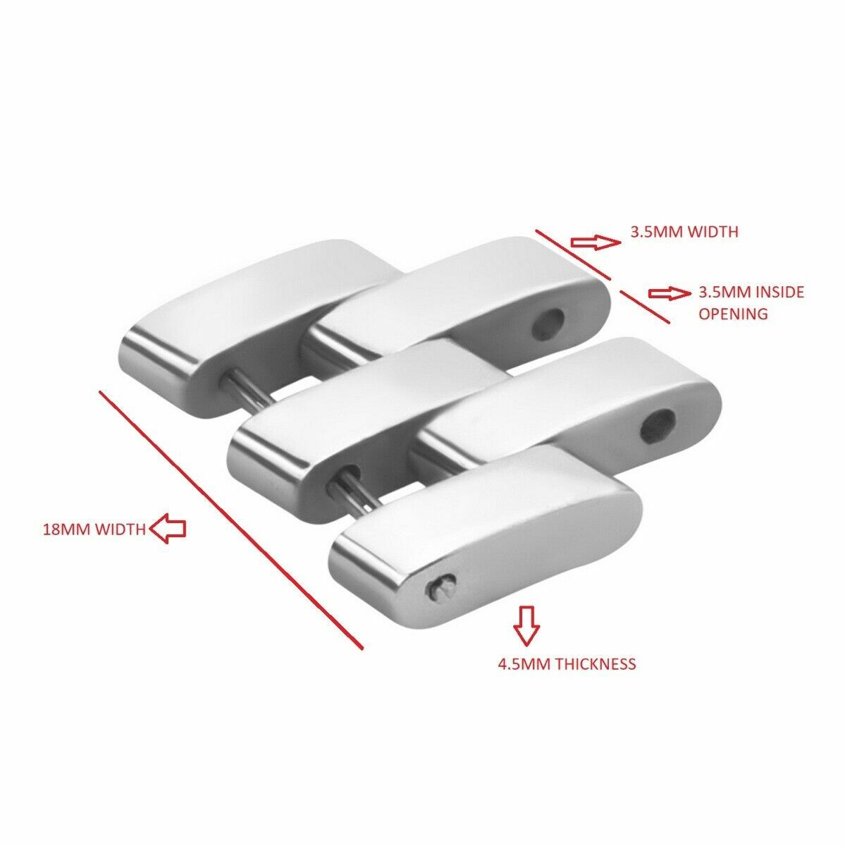 18MM SOLID ANGLE LINK FOR WATCH BAND BREITLING PILOT FIT 20MM-5 POLISH S/STEEL