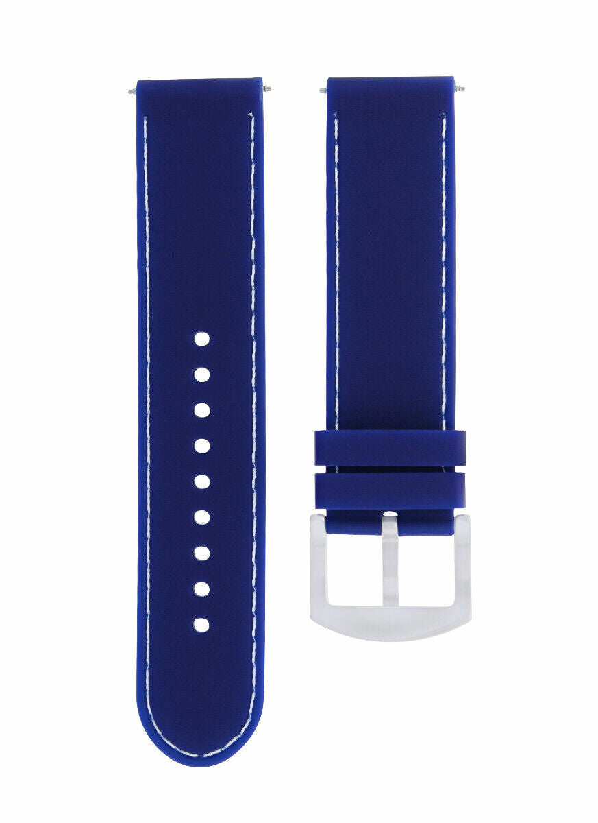 22MM SOFT RUBBER DIVER WATCH BAND STRAP FOR GUESS WATCH BLUE WHITE STITCH