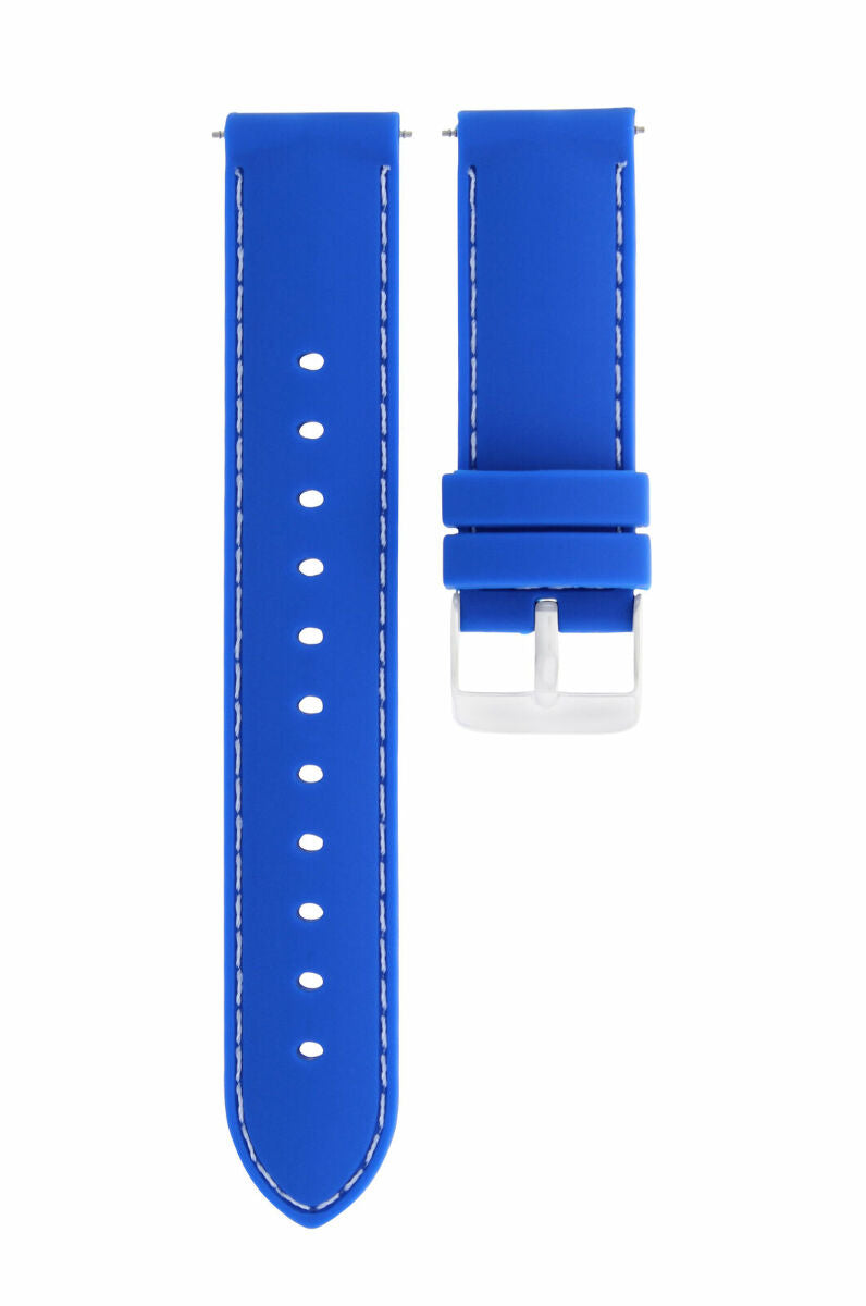 20MM SOFT RUBBER DIVER BAND STRAP FOR GUESS WATCH BLUE WHITE STITCHING