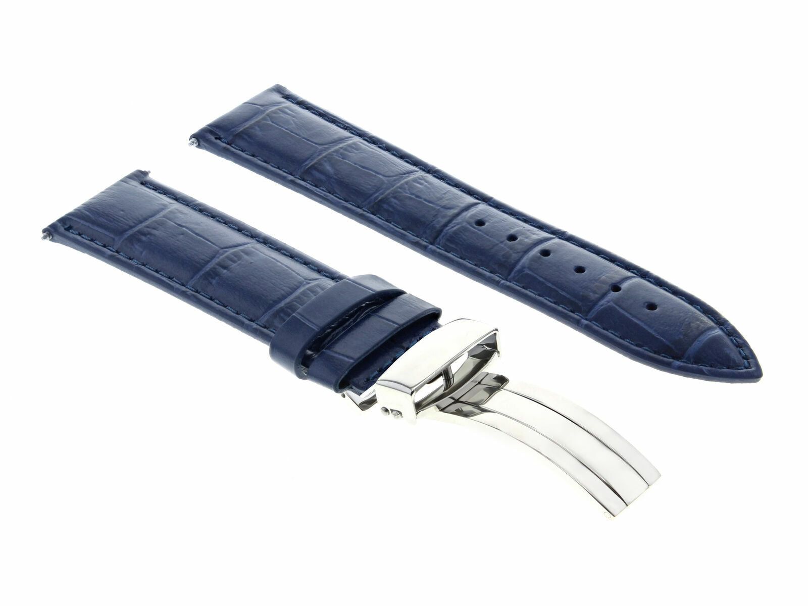 24MM LEATHER WATCH STRAP BAND IWC PILOT PORTUGUESE TOP GUN DEPLOYMENT CLASP BLUE