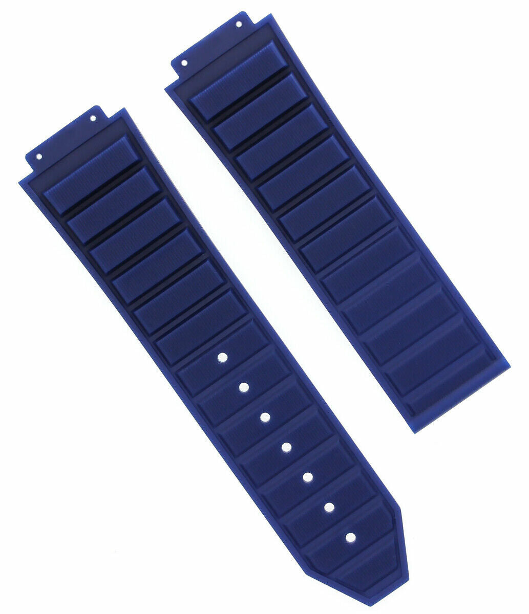 RUBBER REPLACEMENT WATCH BAND FOR H HUBLOT 44-45MM BIG BANG WATCH + 4 SCREW BLUE