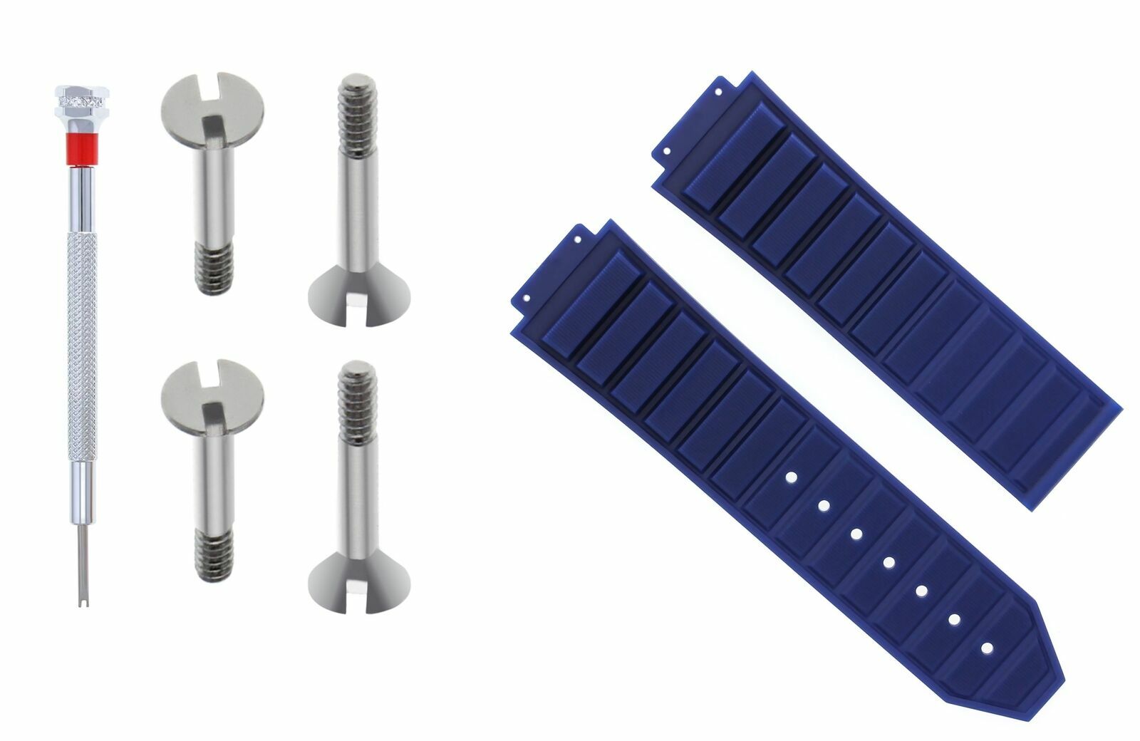 24MM RUBBER STRAP BAND CLASP FOR HUBLOT 44-45MM H BIG BANG WATCH + 4 SCREW BLUE