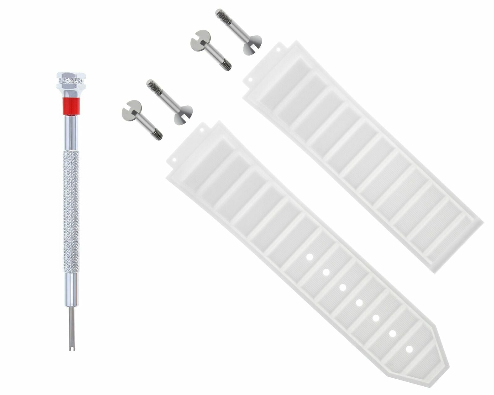 24MM RUBBER BAND STRAP FOR HUBLOT BIG BANG KING POWER CERAMIC + 4 SCREW WHITE