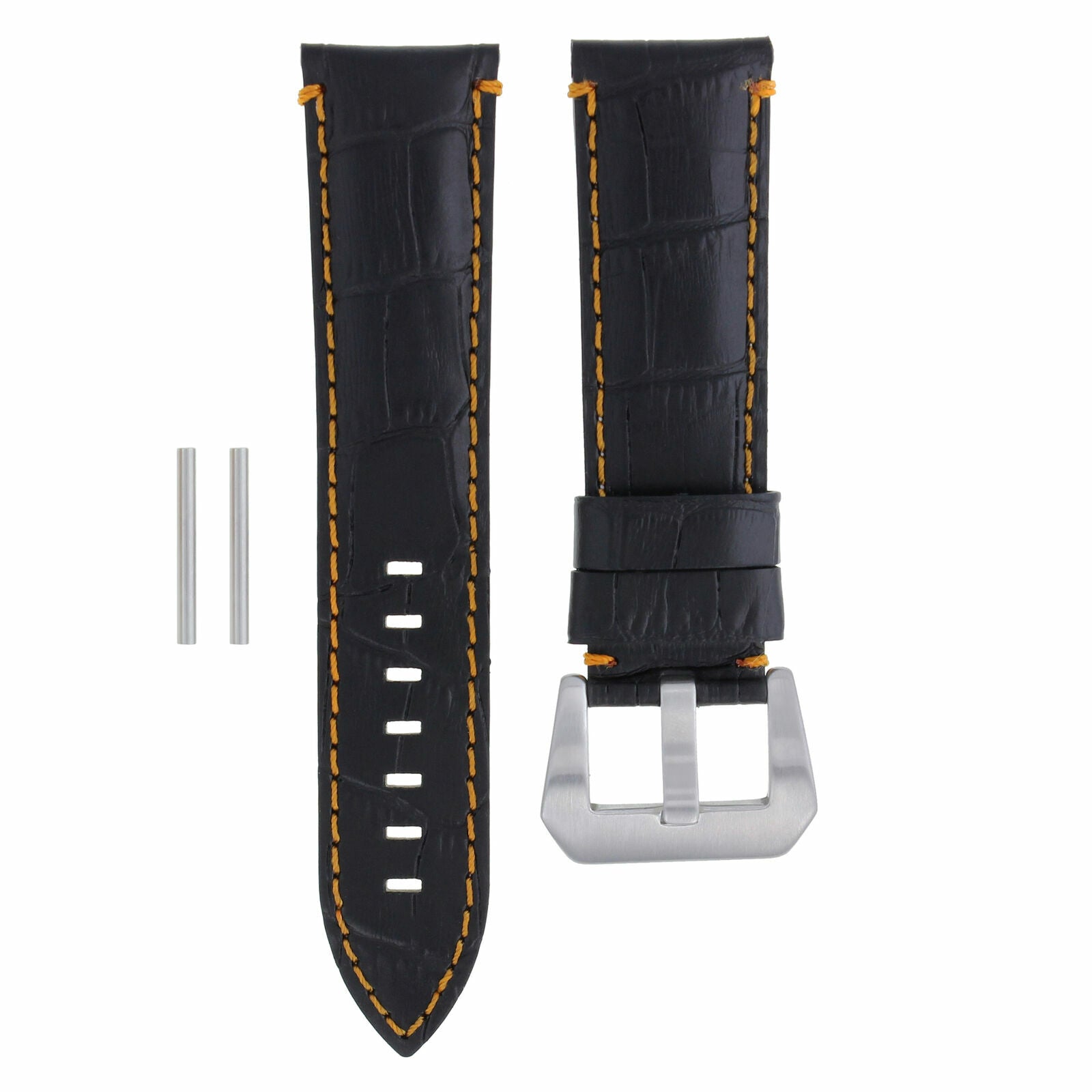 22MM PAM LEATHER WATCH BAND STRAP FOR PANERAI MARINA LUMINOR GMT BLACK ORANGE ST